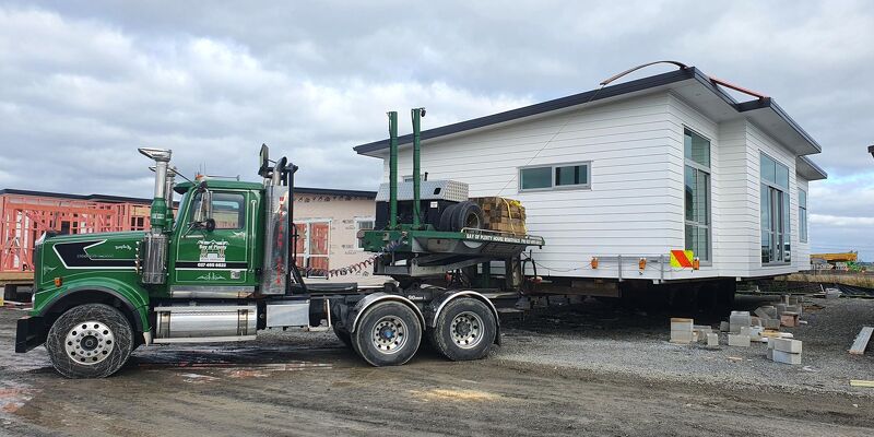 Image of a new transportable home leaving our building area for delivery in Waikato, Bay of Plenty or Hawkes Bay